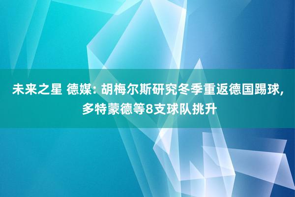 未来之星 德媒: 胡梅尔斯研究冬季重返德国踢球, 多特蒙德等8支球队挑升