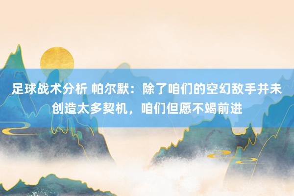 足球战术分析 帕尔默：除了咱们的空幻敌手并未创造太多契机，咱们但愿不竭前进